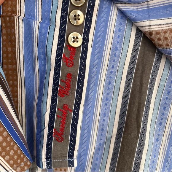 Robert Graham Striped Contrast Collar and Cuff Cotton/Silk Button Down Shirt LT - Picture 4 of 11